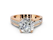 Solitaire Engagement Ring Setting for Round Cut Center with Channel Band and Double Claw Prong Head in Rose Gold