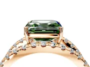 Solitaire Engagement Ring Setting for Fancy Green Asscher Cut Center with Wide-Open Split Shank and Prong Head in Rose Gold
