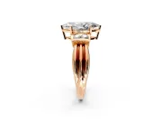 Solitaire Engagement Ring Setting for Marquise Center with Grooved Bar Accent Band and Prong Head in Rose Gold