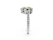 Accent Halo Engagement Ring Setting for Fancy Yellow Pear-Shaped Center with Full-Length Pave Band and Prong Head in Sterling Silver