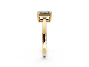 Solitaire Engagement Ring Setting for Emerald Cut Center with Plain Band and Flat Tab Prong Head in Yellow Gold