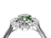 Milgrain Halo Engagement Ring Setting for Fancy Green Marquise Center with Bezel Point Accents and Prong Head in Platinum