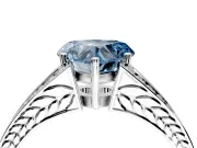Split Shank Engagement Ring Setting for Fancy Blue Heart-Shaped Center with Pave Split Shank and Prong Head in White Gold