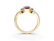 Solitaire Engagement Ring Setting for Fancy Pink Radiant Cut Center with Twisted Band and Scroll Prong Head in Yellow Gold