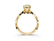 Solitaire Engagement Ring Setting for Fancy Yellow Pear-Shaped Center with Accented Twist Band and Leaf Prong Head in Yellow Gold