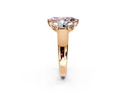 3 Stone Engagement Ring Setting for Fancy Pink Marquise Center with Raised Basket Heads and Prong Head in Rose Gold