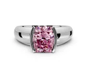 Tension Engagement Ring Setting for Fancy Pink Radiant Cut Center with Wide Flat Band and Tension Head in Platinum