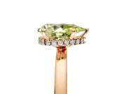 Hidden Halo Engagement Ring Setting for Fancy Yellow Pear-Shaped Center with Plain Band and Tall Prong Head in Rose Gold