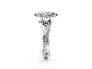 Solitaire Engagement Ring Setting for Marquise Center with Pave and Plain Crossover Band and Prong Head in Sterling Silver