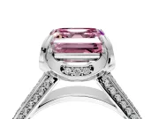 Solitaire Engagement Ring Setting for Fancy Pink Asscher Cut Center with Accented Split Shank and Prong Head in Platinum