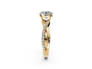 Crossover Engagement Ring Setting for Round Cut Center with Pave and Plain Strands and Prong Head in Yellow Gold