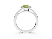 3 Stone Engagement Ring Setting for Fancy Yellow Emerald Cut Center with Low-Set Round Cut Accents and Prong Head in Platinum