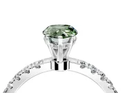 Open Basket Engagement Ring Setting for Fancy Green Pear-Shaped Center with Pave Band and Prong Head in Platinum