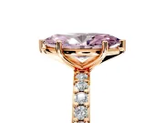 Solitaire Engagement Ring Setting for Fancy Pink Marquise Center with Round Cut Pave Band and Prong Head in Rose Gold