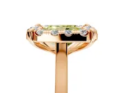 Single Halo Engagement Ring Setting for Fancy Yellow Radiant Cut Center with Corner Claws, Plain Band and Prong Head in Rose Gold
