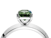 Solitaire Engagement Ring Setting for Fancy Green Emerald Cut Center with Wide Knife Ridge Band and Prong Head in White Gold