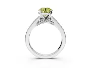 Solitaire Engagement Ring Setting for Fancy Yellow Round Cut Center with Crossover Accents and Prong Head in Sterling Silver