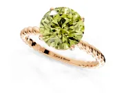 Solitaire Engagement Ring Setting for Fancy Yellow Round Cut Center with Plain Twisted Rope Band and Prong Head in Rose Gold