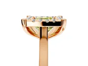 Single Halo Engagement Ring Setting for Fancy Yellow Princess Cut Center with Corner Claws, Plain Band and Prong Head in Rose Gold