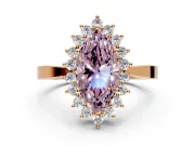 Starburst Halo Engagement Ring Setting for Fancy Pink Marquise Center with Flat Cathedral Band and Prong Head in Rose Gold