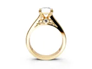 Solitaire Engagement Ring Setting for Radiant Cut Center with Channel Band and Double Claw Prong Head in Yellow Gold