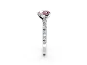 Solitaire Engagement Ring Setting for Fancy Pink Heart-Shaped Center with Single Row Accent Band and Prong Head in Sterling Silver