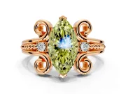 Solitaire Engagement Ring Setting for Fancy Yellow Marquise Center with Twisted Band and Scroll Prong Head in Rose Gold