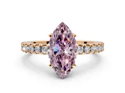 Solitaire Engagement Ring Setting for Fancy Pink Marquise Center with Single Row Accent Band and Prong Head in Rose Gold