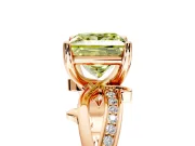 Solitaire Engagement Ring Setting for Fancy Yellow Princess Cut Center with Pave and Plain Crossover Band and Prong Head in Rose Gold