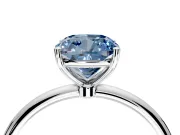 Solitaire Engagement Ring Setting for Fancy Blue Cushion Cut Center with Straight Thin Band and Prong Head in White Gold