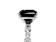 Solitaire Engagement Ring Setting for Fancy Black Asscher Cut Center with Alternating Size Accents and Prong Head in Platinum