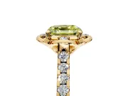 Floral Engagement Ring Setting for Fancy Yellow Asscher Cut Center with Pave Band and Floral Prong Head in Yellow Gold