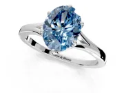 Solitaire Engagement Ring Setting for Fancy Blue Oval Center with Plain Split Shank and Prong Head in Platinum