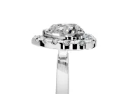 Halo Engagement Ring Setting for Heart-Shaped Center with Thin Plain Band and Prong Head in Platinum