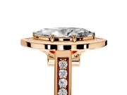Halo Engagement Ring Setting for Marquise Center with Outer Bezel Rim, Pave Band and Prong Head in Rose Gold