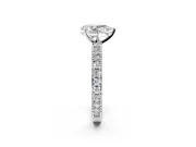 Solitaire Engagement Ring Setting for Pear-Shaped Center with Milgrain-Edged Pave Band and Prong Head in Sterling Silver
