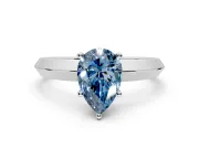 Solitaire Engagement Ring Setting for Fancy Blue Pear-Shaped Center with Wide Knife Ridge Band and Prong Head in Platinum