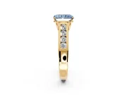 Solitaire Engagement Ring Setting for Fancy Blue Radiant Cut Center with Round Cut Channel Band and Prong Head in Yellow Gold
