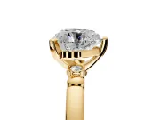 Solitaire Engagement Ring Setting for Heart-Shaped Center with Beaded Shoulders and Prong Head in Yellow Gold