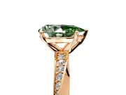 Side Accent Engagement Ring Setting for Fancy Green Pear-Shaped Center with Accent Shoulders and Prong Head in Rose Gold
