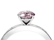Solitaire Engagement Ring Setting for Fancy Pink Oval Center with Channel Baguette Band and Prong Head in Sterling Silver