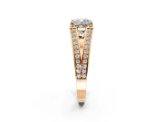 Split Shank Engagement Ring Setting for Cushion Cut Center with Pave Split Shank and Prong Head in Rose Gold