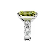 Solitaire Engagement Ring Setting for Fancy Yellow Emerald Cut Center with Bezel-Dot Beaded Band and Prong Head in Platinum