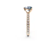 Solitaire Engagement Ring Setting for Fancy Blue Heart-Shaped Center with Shared-Prong Accents and Prong Head in Rose Gold