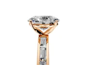 Solitaire Engagement Ring Setting for Oval Center with Channel Baguette Band and Prong Head in Rose Gold