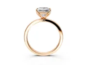 Solitaire Engagement Ring Setting for Princess Cut Center with Thin Rounded Plain Band and Prong Head in Rose Gold