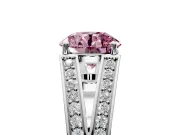 Split Shank Engagement Ring Setting for Fancy Pink Round Cut Center with Pave Split Shank and Prong Head in Platinum