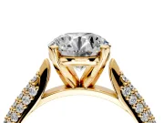 Solitaire Engagement Ring Setting for Round Cut Center with Multi-Row Accents and Prong Head in Yellow Gold