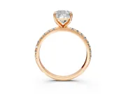 Solitaire Engagement Ring Setting for Cushion Cut Center with Micro Pave Band and Prong Head in Rose Gold