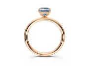 Low-Set Solitaire Engagement Ring Setting for Fancy Blue Princess Cut Center with Thin Plain Band and Prong Head in Rose Gold